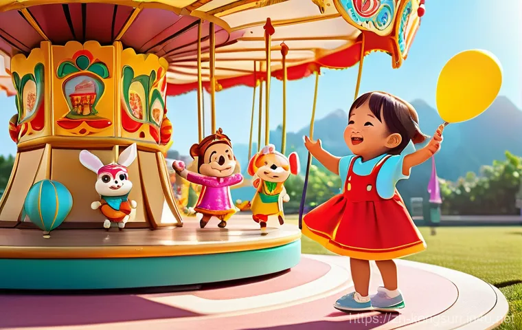 콩순이와 관련된 인기 이벤트 - Prompt 1: Kong Sunyi's Festive Theme Park Adventure**